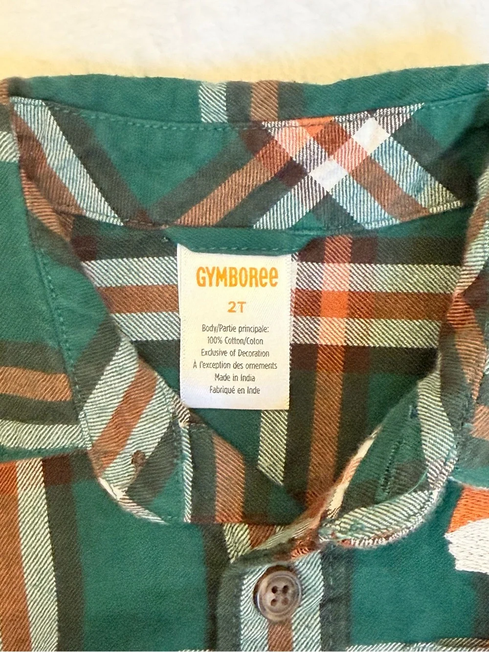 Gymboree Boys' Green Plaid Fox Applique Button-Up Shirt - 2T